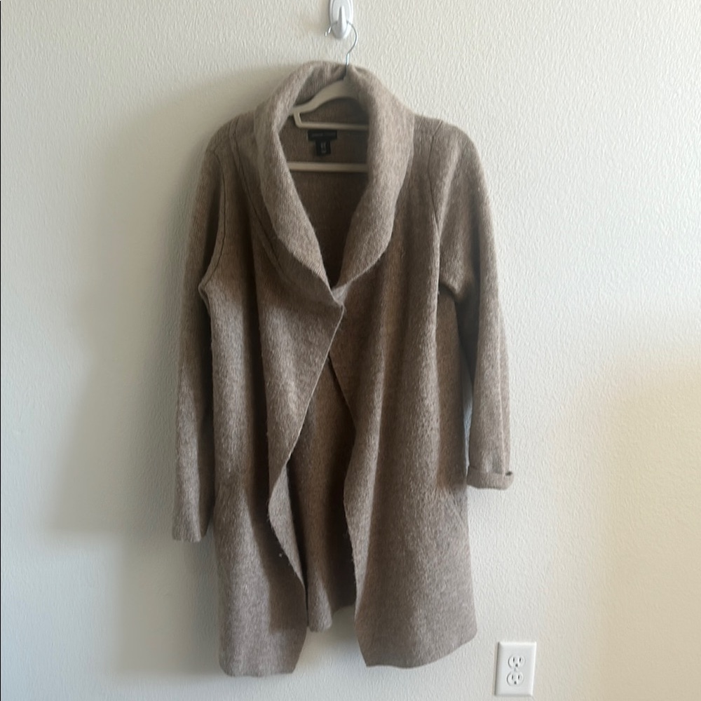 Tan Long Cardigan with Shawl Collar